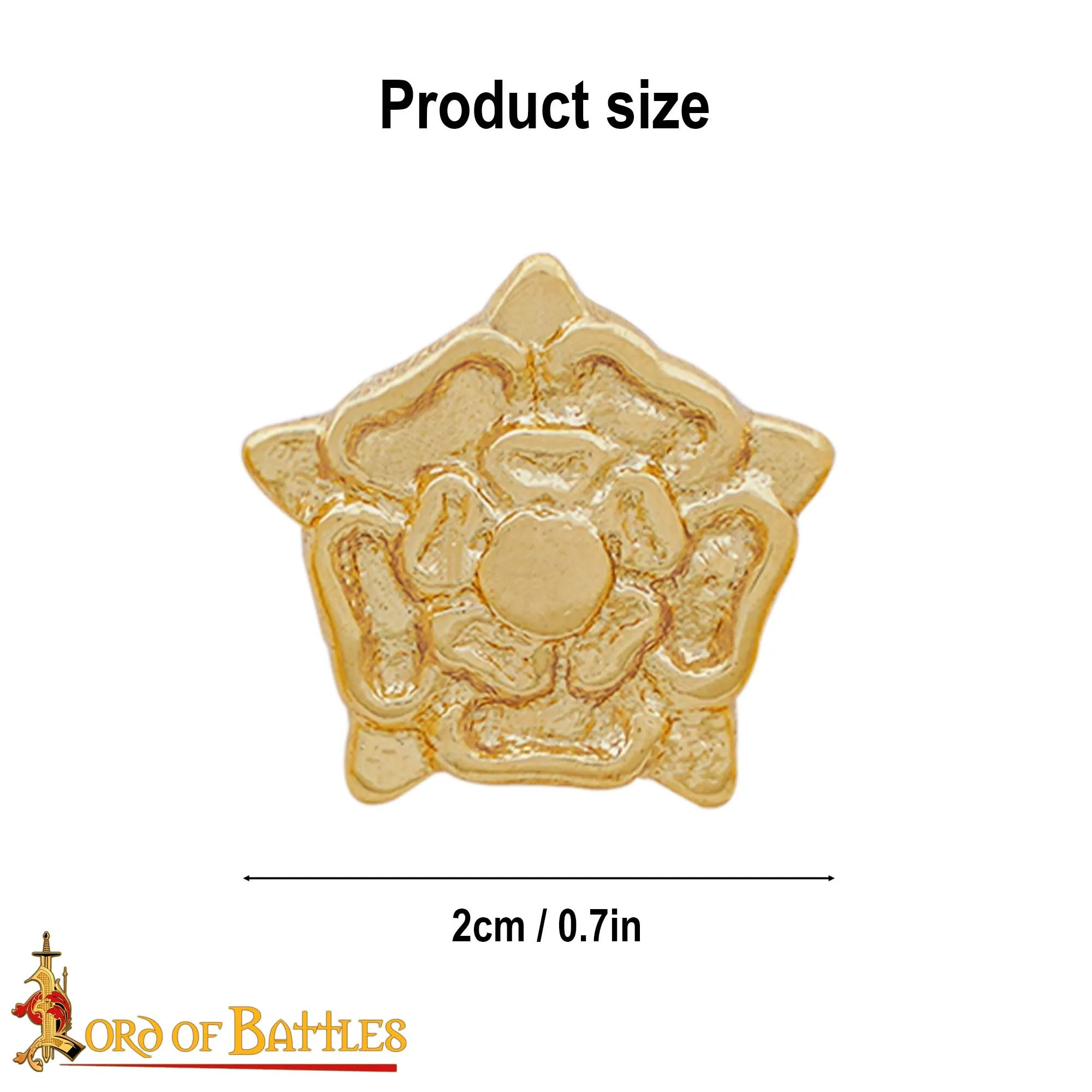 Borchie in ottone con rosa Tudor, set 5 pezzi - immagine 4