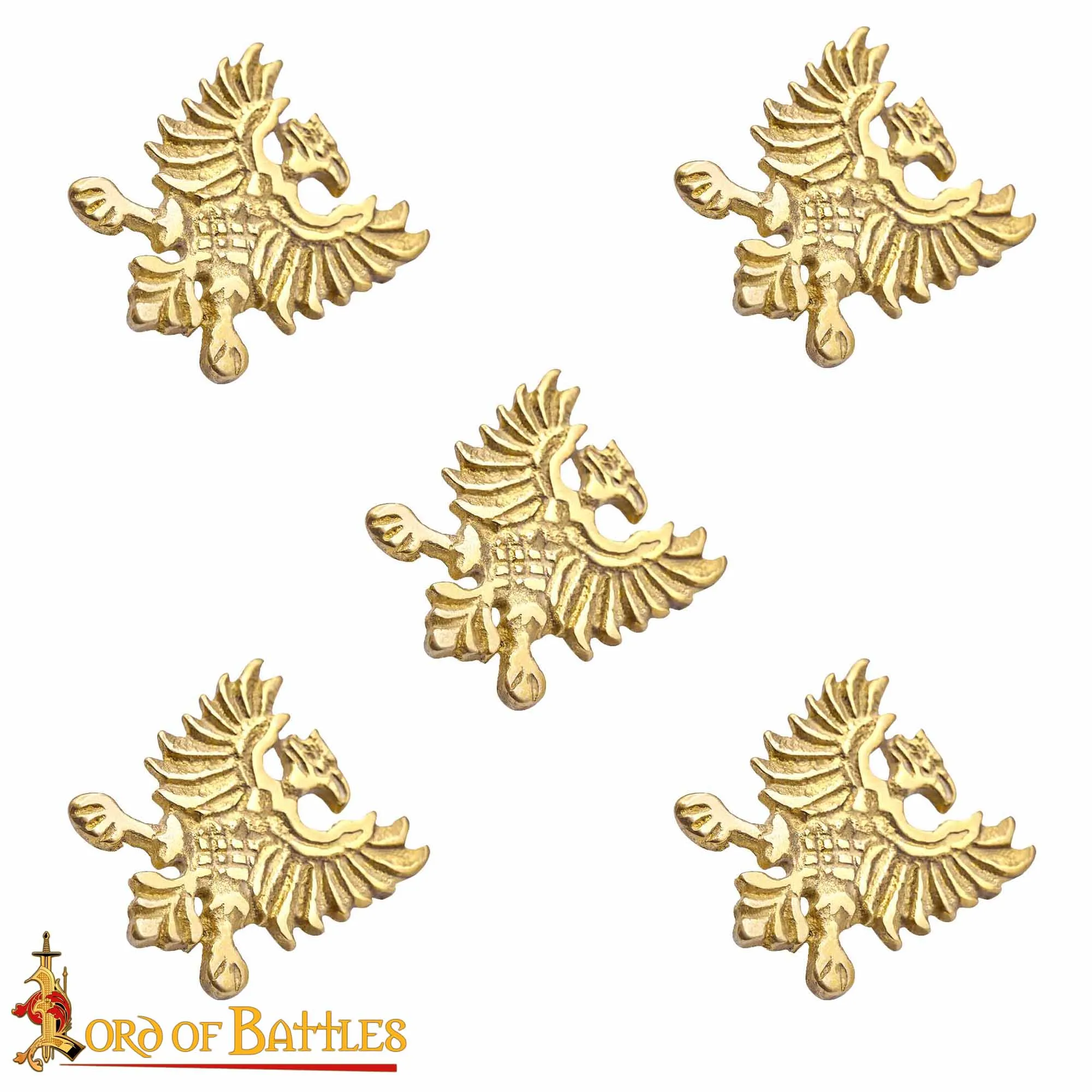 Borchie in ottone con aquila, set 5 pezzi - immagine 4