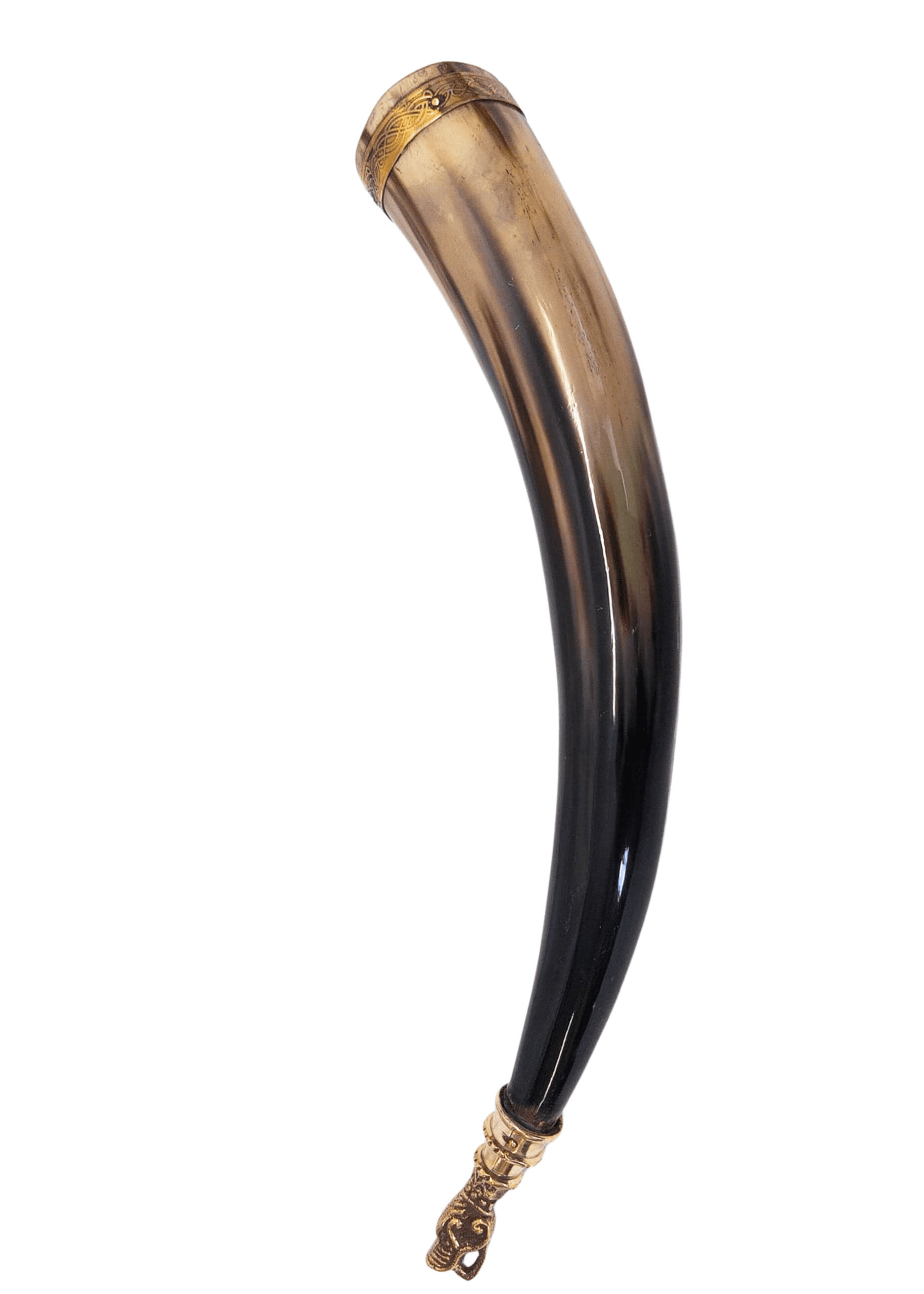 Corno cerimoniale con decorazioni in ottone, mod.2